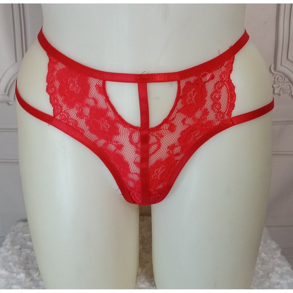 NWT Starline Red Strappy Halter Bralette And Garter 3 Piece Set Sz M/L - Picture 4 of 10
